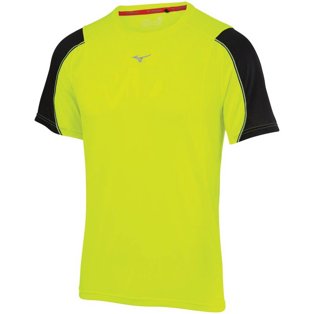 Mizuno Men's Alpha Vent Running T-Shirts Yellow/Black (421654-XUR)